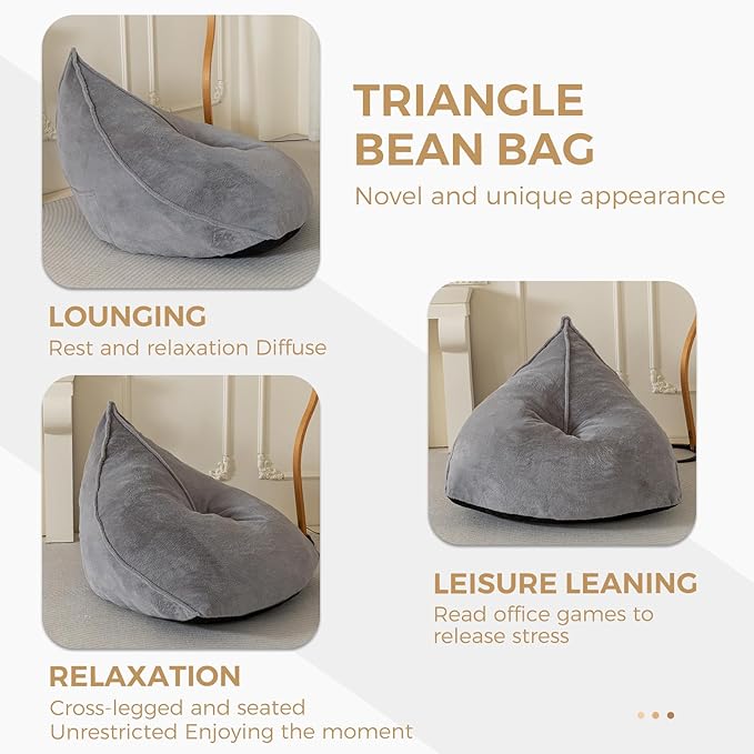 BYBYME Bean Bag Chairs Sherpa Lazy Sofa, Giant Beanbag Chairs for Adults, Teenagers with Stuffed High Density Foam Filling, Comfy Chair for Living Room, Bedroom