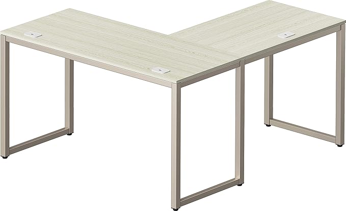 SHW 55 x 60 Inches Commercial-Grade L-Shape Corner Office Computer Desk, Maple