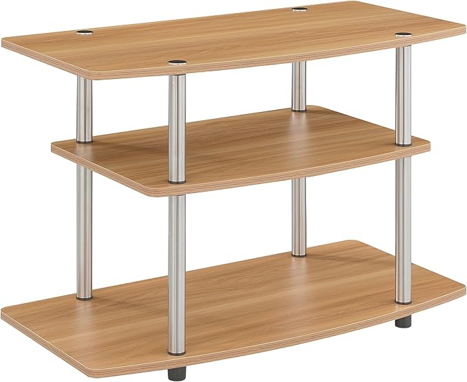 Convenience Concepts Designs2Go No Tools 3-Tier Stand Entertainment Center 37 Inches, Modern TV Console with Shelves for Living Room, 31.5", Light Oak