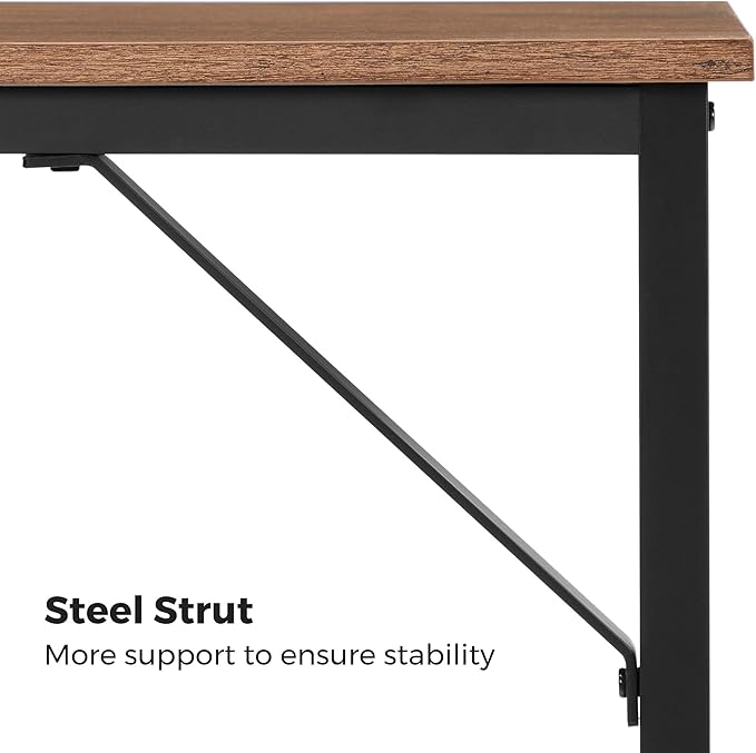 VASAGLE Computer Desk, Office Work Desk, for Small Spaces, 19.7 x 39.4 x 29.5 Inches, Industrial Style, Metal Frame, Hazelnut Brown and Black ULWD041B03
