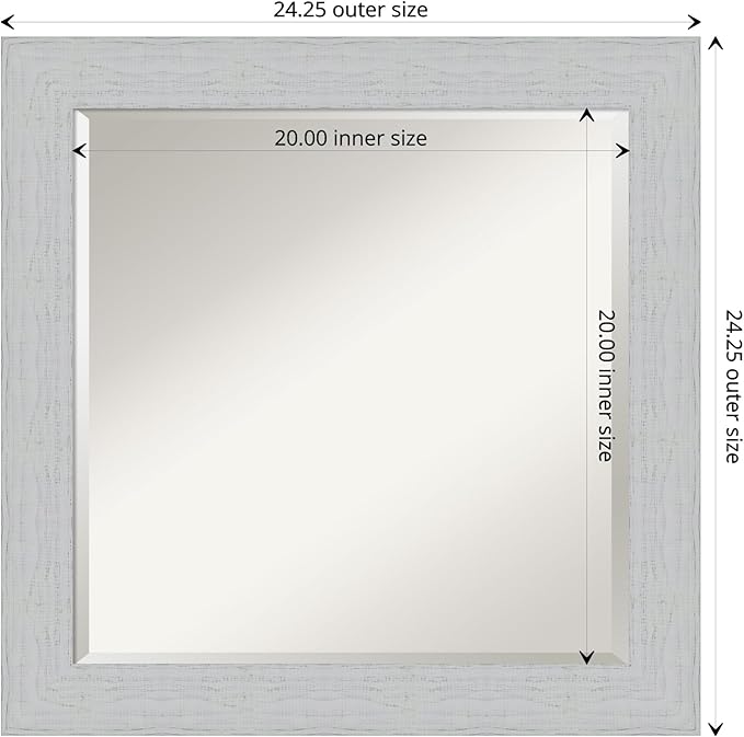 Amanti Art White Bathroom Mirror for Over Sink, 24x24 Shiplap White Square Vanity Mirror, Medium Coastal Wood Frame, Hangs Horizonally and Vertically, Bathroom Wall Decor, Beveled Edge from WI, USA