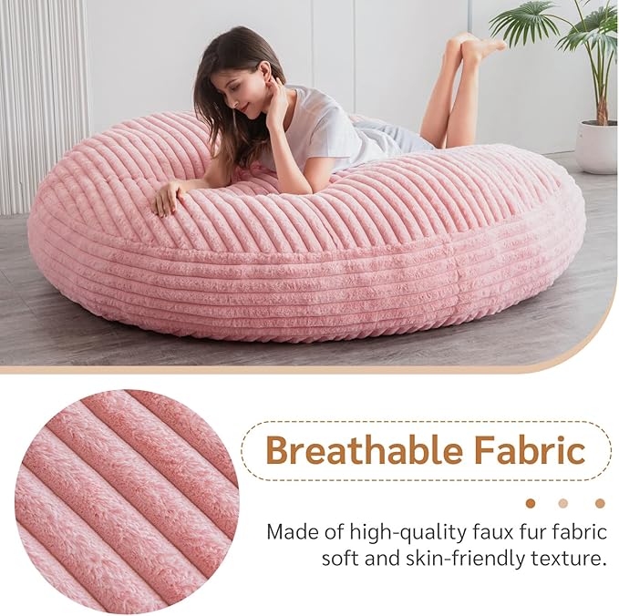 BYBYME 3 in 1 Bean Bag Chairs, Bean Bag Bed for Adults High-Density Foam Filling, Convertible Sofa Bed Faux Fur