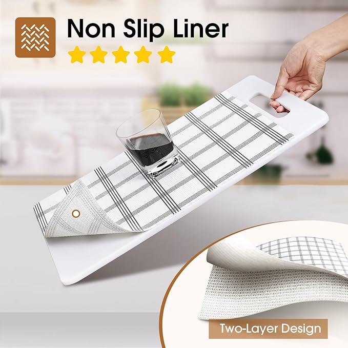 Beautysaid Shelf and Drawer Liner for Kitchen Cabinet, Non Adhesive Non Slip Shelf Paper Waterproof Washable Thickened for Dresser Pantry Shelve Bathroom Protector Liner(Plaid,12 in x 20FT)