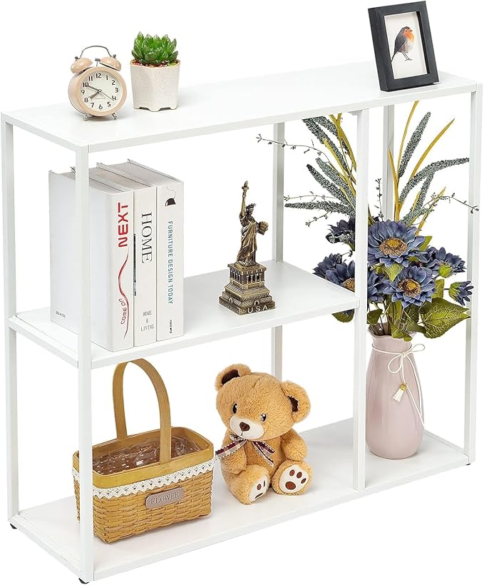 HDANI Console Table, Narrow Entryway Table, 3 Tier Metal Hallway Table, 9.8''Dx31.5''Wx29.7''H(White)