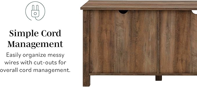 Walker Edison Portsmouth Classic 2 Glass Door TV Stand for TVs up to 80 Inches, 70 Inch, Rustic Oak