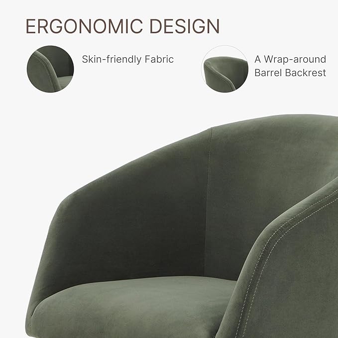 Swivel Dining Chairs Modern Accent Armchair Side Deskchair for Diningroom Vanity Bedroom Livingroom Reading Room,Green,1 Box
