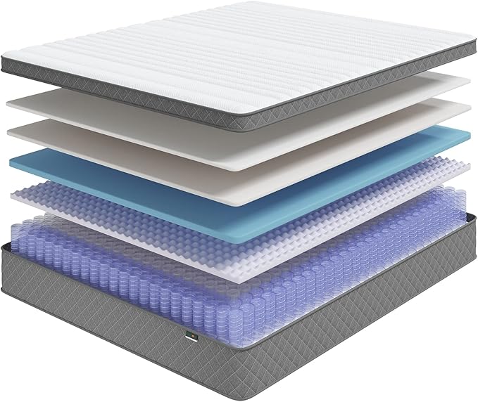 Full Mattress, 12 Inch Hybrid Double Mattress with Cooling Gel Memory Foam and Pocket Springs, CertiPUR-US Certified, Medium Firm