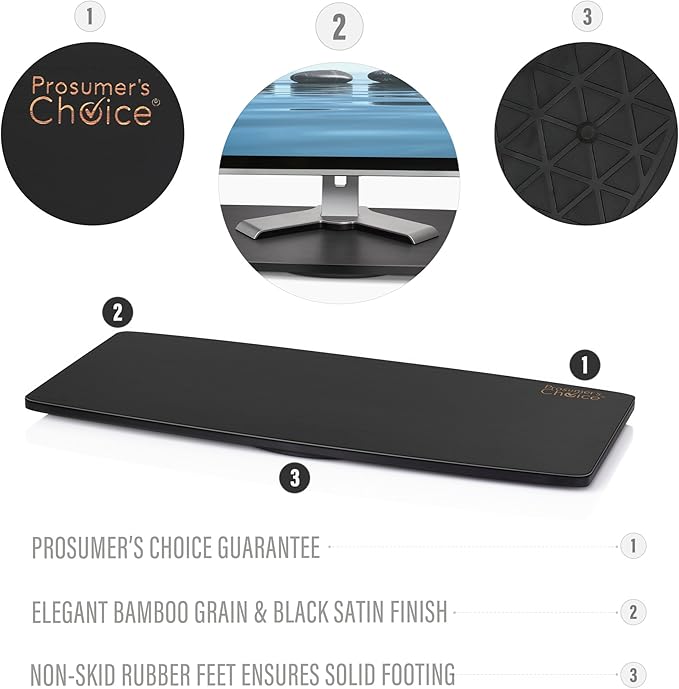 Prosumer's Choice 31-Inch Wooden TV Swivel Stand for LED/LCD TVs and Monitors - 360° Rotation with Steel Ball Bearings - Stable TV Swivel Base for Easy Viewing Adjustment - Black Finish