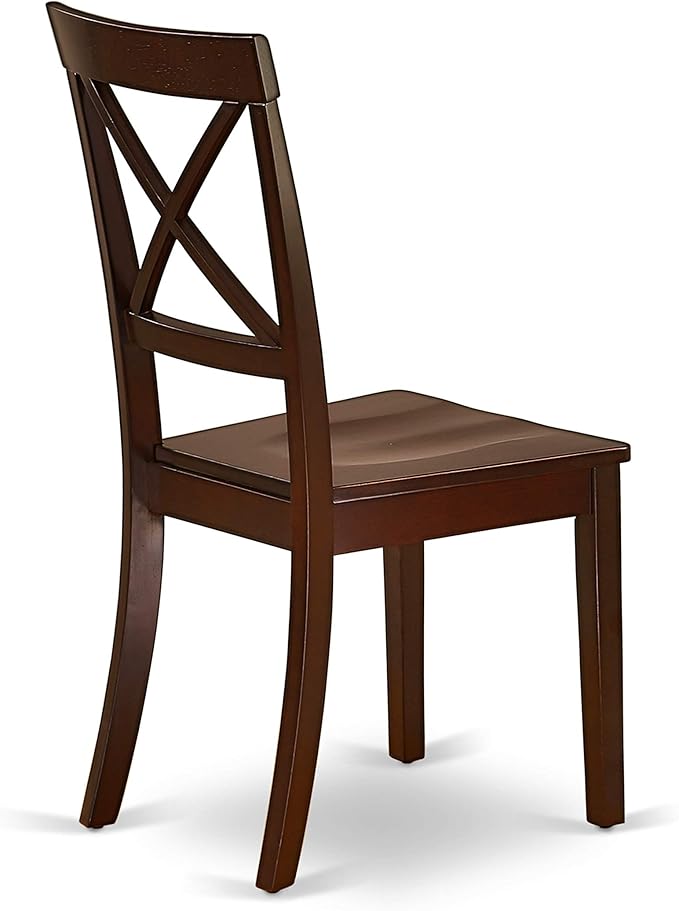 East West Furniture DLBO5-MAH-W 5 Piece Dining Room Table Set Includes a Round Dining Table with Dropleaf and 4 Wood Seat Chairs, 42x42 Inch, Mahogany