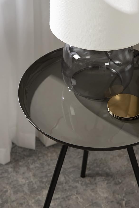 Kate and Laurel Laranya Modern Side Table 15 x 15 x 23 Brown and Black Chic Minimalist Bedroom Nightstand Table
