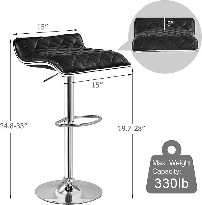 VECELO Bar Stools Set of 4, Adjustable Bar Stools, Bar Height Stools for Kitchen Counter