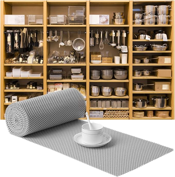 Shelf Drawer Liner Non-Adhesive Non Slip Durable Strong Long Size 12 in X 20ft for Drawers, Shelves, Cabinets, Storage, Kitchen and Desks, Gray