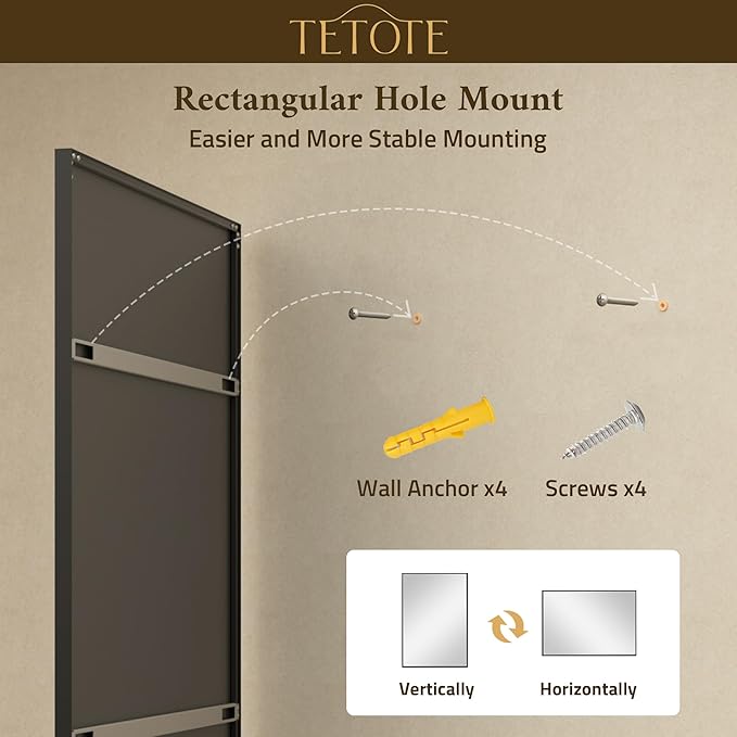 TETOTE Matte Black Beveled Framed Bathroom Mirror 60" x 30" Large Black Rectangle Metal Vanity Wall Mirror for Bathroom Sink, Modern Farmhouse, Tempered Glass, Shatterproof, Stronger Frame