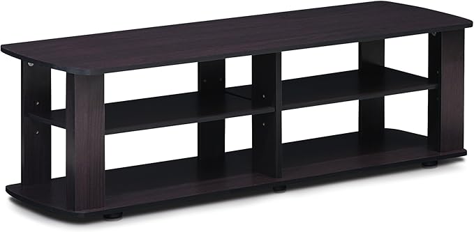 Furinno Nelly Entertainment Center TV Stand, Short 43.3"(W) x13.4(H) x13.1(D), Dark Walnut
