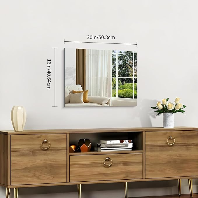 Frameless Mirror, 16x20 Inch Bathroom Mirrors for Wall, Rectangle Bathroom Vanity Mirrors with Polished Edge, Hangs Horizontally or Vertically for Bathroom, Bedroom and Living Room