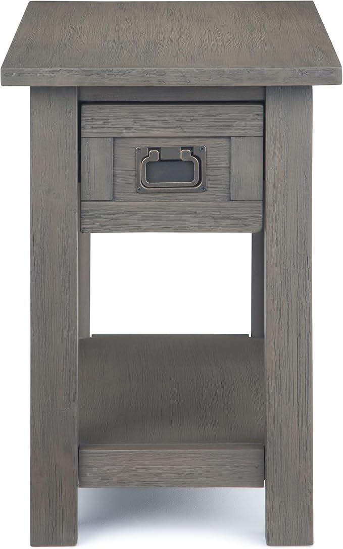 SIMPLIHOME Monroe SOLID ACACIA WOOD 14 inch Wide Rectangle Rustic Narrow Side Table in Farmhouse Grey for the Living Room and Bedroom