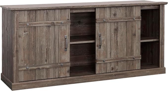 Sauder Entertainment Credenza, Pebble Pine Finish