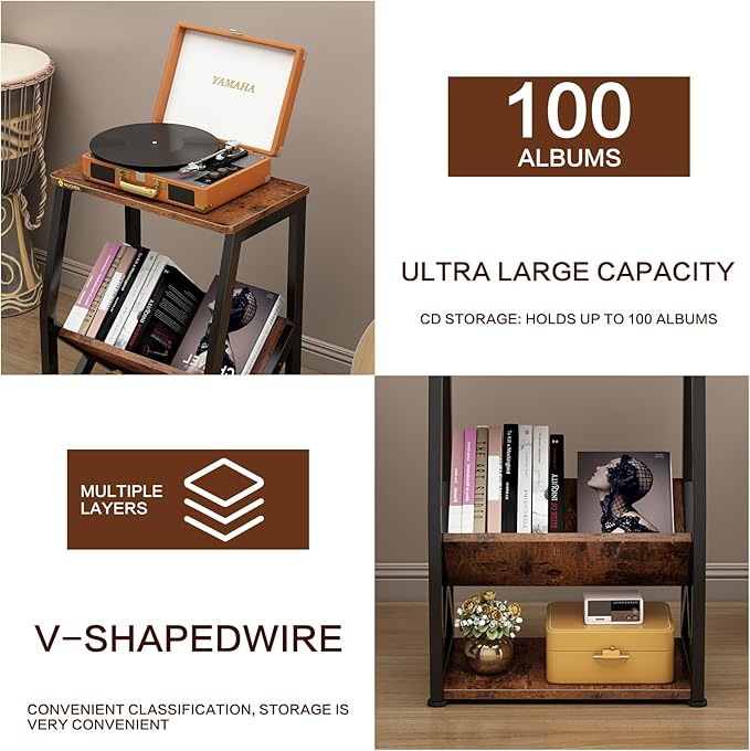 ALISENED Side Table, 3 Tier Narrow End Table with Storage Shelf, Industrial Slim Nightstand for Small Spaces, Narrow Small End Tables for Living Room,Bedroom,Home Office.