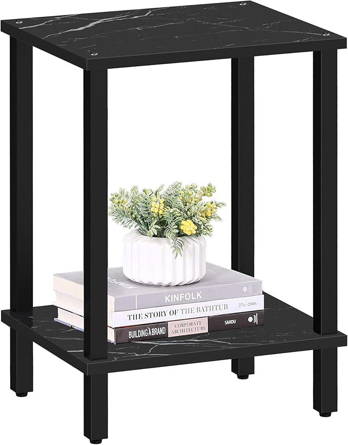 TUTOTAK End Table, Side Table, Nightstand, 2-Tier Storage Shelf, Sofa Side Table for Small Space, Living Room, Bed Room TB01BMK034