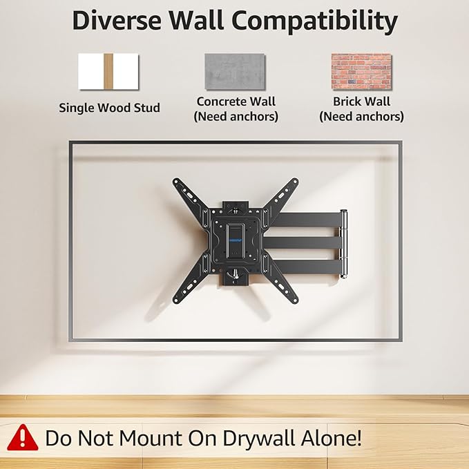 MOUNTUP Long Arm TV Wall Mount for Most 32-65 Inch TVs, Corner TV Mount Full Motion with 31.3” Long Extension, Swivel & Tilt Articulating Bracket, MAX VESA 400x400mm, Holds up to 99 lbs MU0075