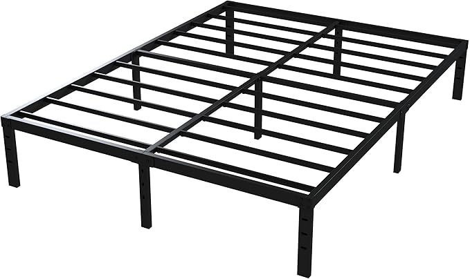 16 Inch Queen Bed Frame No Box Spring Required, Metal Platform Queen Size Bed Frames with 14 Inch Storage, 3,500 lbs Heavy Duty Steel Slats Support, Easy Assembly Mattress Foundation