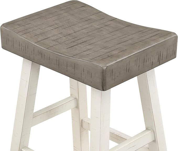 Lexicon Bar Table Set for 3, Small Kitchen Table Set Kitchen Island Table with 3 Saddle Bar Stools, 4 Piece Dining Table Set for Breakfast Nook, Living Room, Apartment, Pub Height, White/Coffee