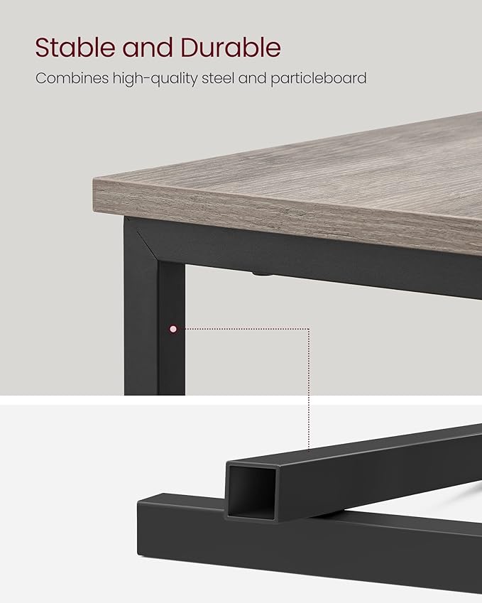 VASAGLE Side Table with Charging Station, Narrow End Table with 2 Drawers, Slim Nightstand and Bedside Table with Storage, for Small Spaces, Greige + Black