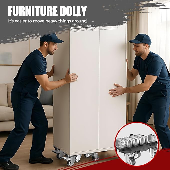 Furniture Dolly & Movers 4-Pack 3000lbs - Heavy Duty Interlocking Furniture Sliders with No Scratch Design, Safe for Hardwood Floors, for Sofa/Refrigerator/Piano Moving (Black, 7in)