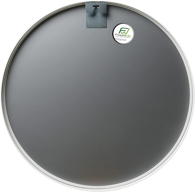 FrameWorks 20" Deluxe Contemporary White Circular Aluminum Mirror