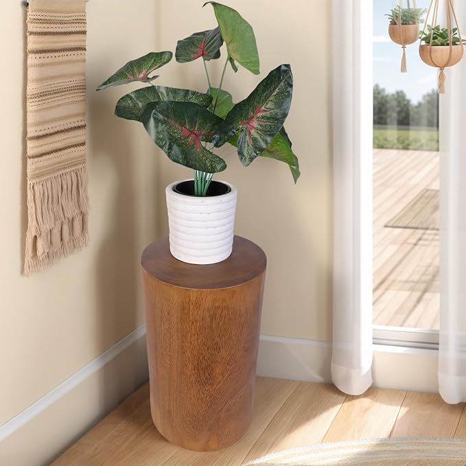 Athaliah Wooden Tree Stump Stool,Decorative Garden Stool Wood Stump Table Round Side Table Wood End Table,Rustic Vintage Table for Living Room Bedroom Balcony Family and Office 19.25" Tall