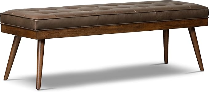 POLY & BARK Napa Luca Leather Bench in Cocoa Brown