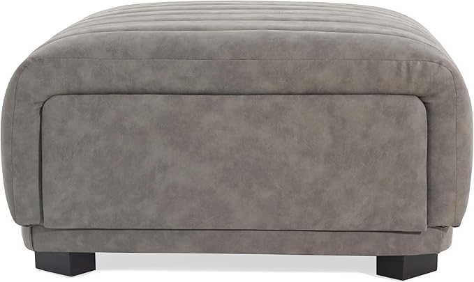 Christopher Knight Home Reyno Upholstered Ottoman with Storage for Living Room, Faux Leather Storage Ottoman Foot Rest with Side Drawers, Modern Square Coffee Table with Wooden Frame, Grey