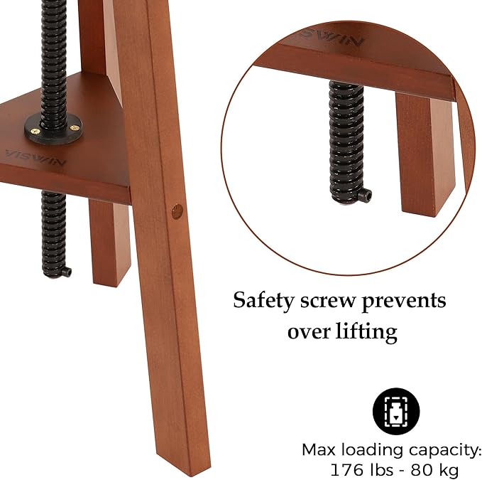VISWIN Adjustable Drafting Stool for Artists & Adults, 19"-26" Height Solid Beech Wood Art Stool for Studio, Swivel Drafting Chair for Drawing, Home Use, Office, Kitchen