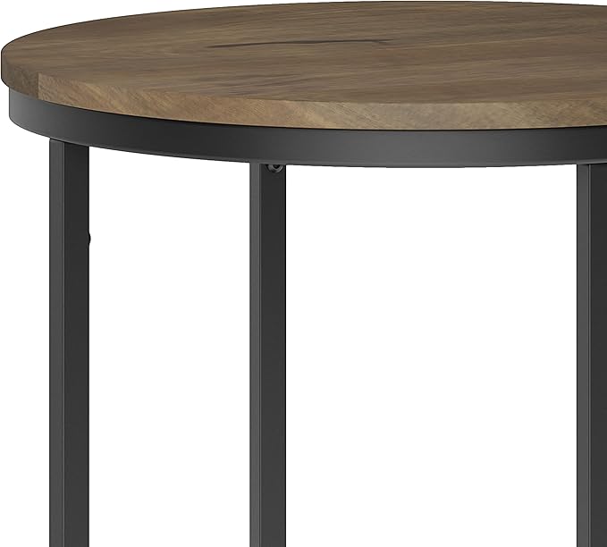 SIMPLIHOME Jenna Industrial 18 inch Wide Metal Round Accent Side Table in Warm Grey for the Living Room and Bedroom