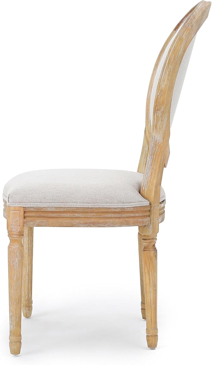 Christopher Knight Home Phinnaeus Polyester Beige Fabric Dining Chair (Set of 2), 2-Pcs Set