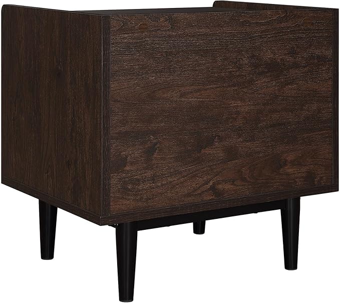 Manhattan Comfort Duane Modern Ribbed Nightstand, Bedside Table with Full Extension Drawer and Open Shelf, Industrial Chic Living Room and Bedroom Furniture, Navy Blue
