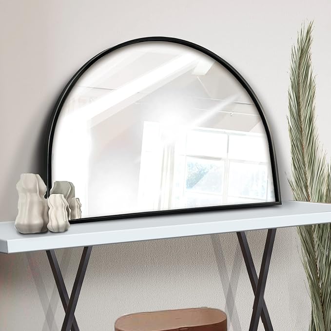 WAMIRRO Minimalist Black Arched Mirror,Window Pane Farmhouse Wall Mirrors Decor for Wall Mounted,28"X20"