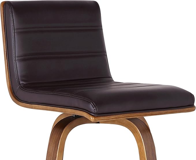 Armen Living Vienna 26" Swivel Counter Stool in Walnut Wood Finish with Brown Faux Leather - Set of 3