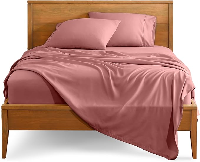 Bare Home Full XL Sheet Set - Luxury 1800 Ultra-Soft Microfiber Full Extra Long Bed Sheets - Double Brushed - Deep Pockets - Easy Fit - 4 Piece Set - Bedding Sheets & Pillowcases (Full XL, Dusty Rose)