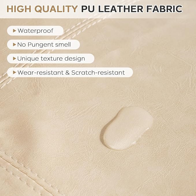 17.7" Square Unstuffed Pouf Ottoman Cover (Only Cover No Filler), Pu Leather Poufs Cube Foot Stool Poofy Ottomans Footrest, Casual Footstool for Living Room, Perfect to Rest Your Feet, Beige