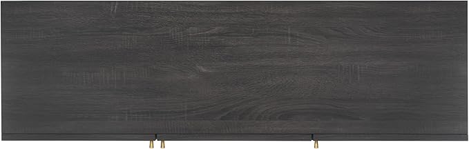 SAFAVIEH Aino TV Stand for up to 60" Flatscreen – Distressed Black with Rattan Mesh, 3 Doors with Interior Storage, Sideboard Cabinet, Entertainment Media Console (MED9618E)