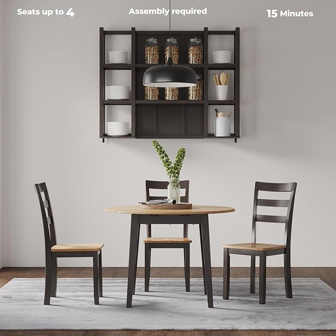 Signature Design by Ashley Gesthaven Contemporary Dining Drop Leaf Table with 4 Legs, Light Brown & Dark Brown