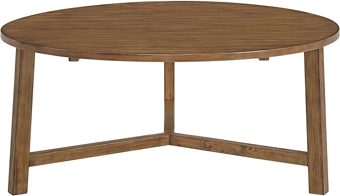 Alaterre Furniture Coffee Table - Newbury Collection 44-Inch Round Living Room Table - Solid Wood Farmhouse Coffee Table (Pecan Finish)