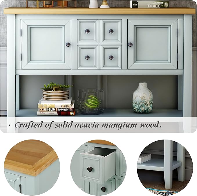 Merax Modern Wood Buffet Sideboard with Drawers and Bottom Shelf Console Table for Living Room Dinning Room Kitchen (Lime White)