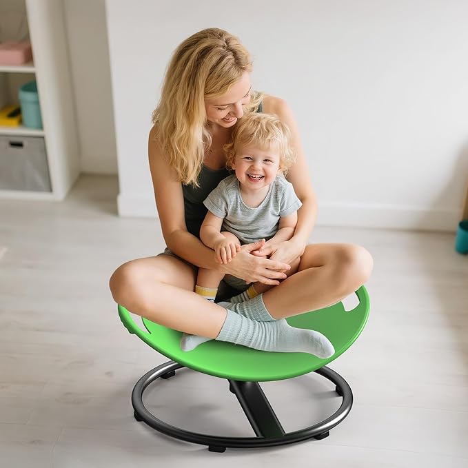 Spinning Chair for Autistic Kids - Safety Handle Sensory Chair for Autistic Children with Non-Slip Design, 3-12 Years Kids Swivel Chairs (Green)