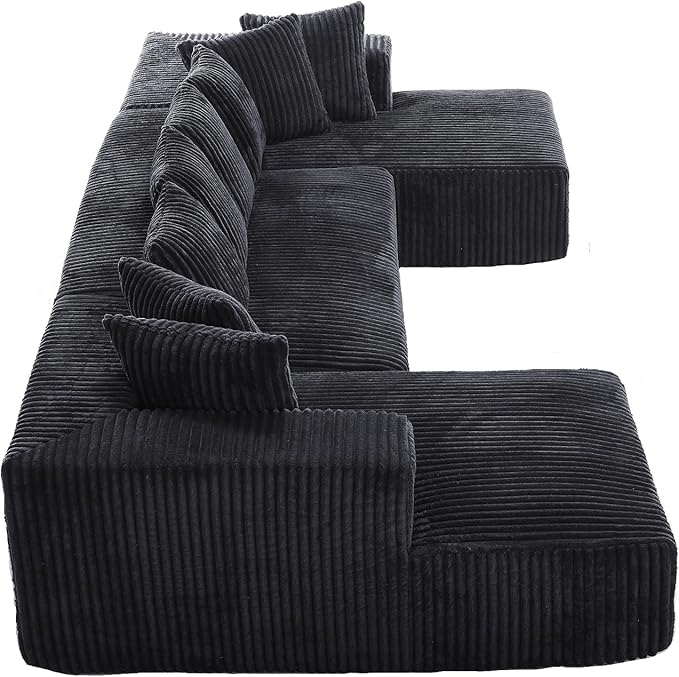 Free Combination Cloud Boneless Modular Sectional Sofa with Chaise Lounge,Modern Minimalist Upholstered Couches, Oversized U Shaped Lounge Sofa Couch w/ 8 Pillows