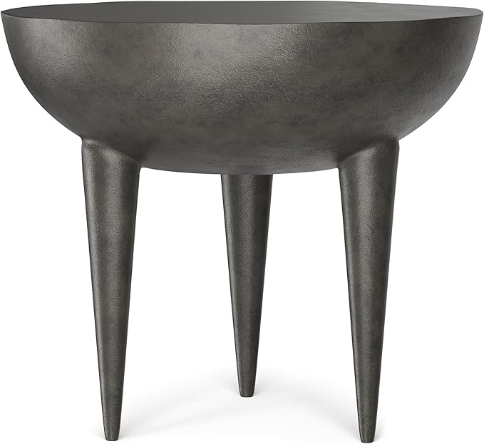 SIMPLIHOME Otto Cast Aluminum Side Table in Graphite, 21-inch Round, Rust-Resistant Metal Accent Table for Living Room, Bedroom, Fully Assembled