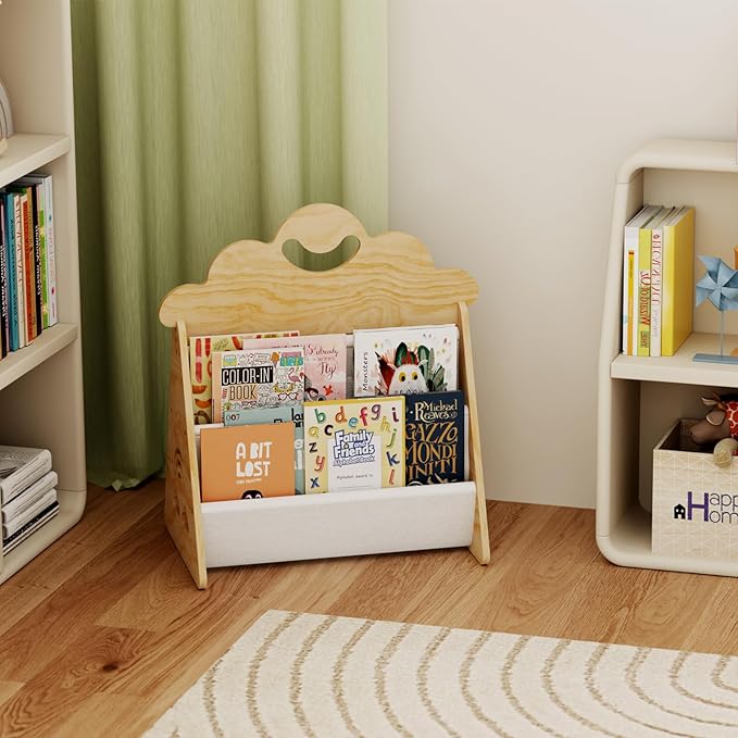 Wood Kids Bookshelf, Montessori Bookshelf,Suitable Kids Rooms, Nursery & Classroom, Toddler Book Rack, Nursery Book Shelves, Kids Bookcase, The Perfect Nursery Organizer