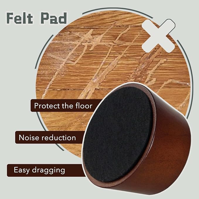 Furniture Raisers Bed Risers - 2 Inch Wooden Circle Heavy Duty Furniture Height Extenders Lifts for Sofa Couch Desk Chair Table Base Raising Space, Convenient Store and Cleaning, Pack of 4
