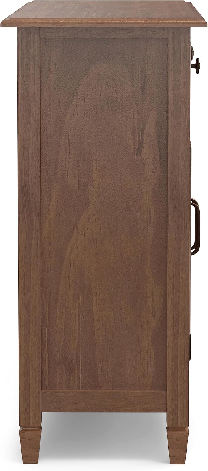 SIMPLIHOME Connaught 40-inch Wide Solid Wood Storage Cabinet in Medium Saddle Brown for Entryway, Living Room, Organizer for Hats, Gloves, Shoes, Keys, Slim Design, Traditional Style